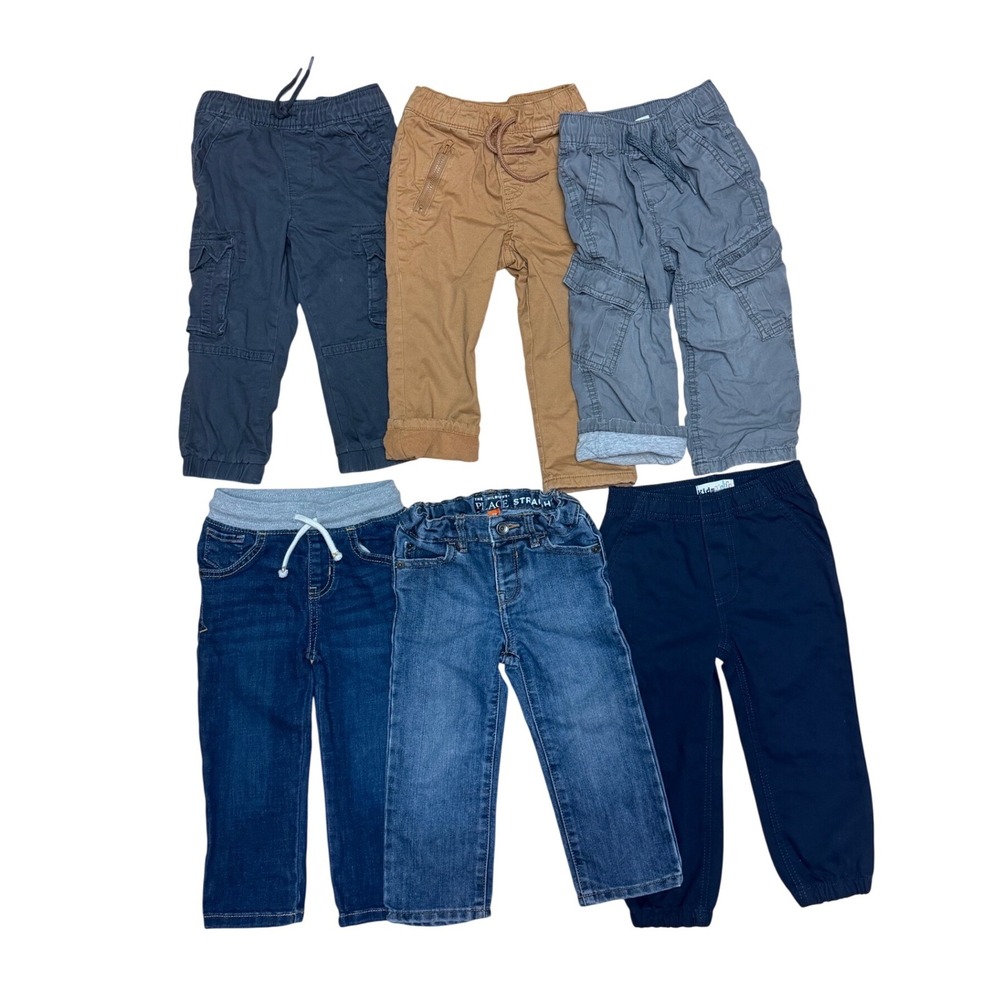 Boys 2T Pants Bundle 6pc Jeans Cargos Joggers Fall Winter Play Potty Training